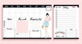 Weekly planner design with fashion elements and young women. Vector illustration Royalty Free Stock Photo