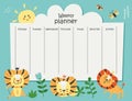 Weekly planner with funny lions