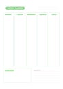 Weekly planner green color. Notes. Printable template. Vector illustration, flat design