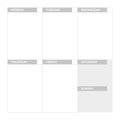 Weekly planner grey color. Printable template. Vector illustration, flat design