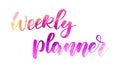 Weekly planner handwritten lettering