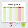 Weekly planner. Note paper, Notes, to do list. Organiser planner