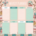 Weekly Planner, Organizer in Christmas style. Calendar for Week with Schedule for Time Planning with Space for Text for Royalty Free Stock Photo