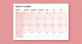 minimalist weekly planner template with monday start, blank schedule for organizing tasks, appointments, and notes on a light pink Royalty Free Stock Photo