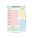 Weekly planner printable template Vector Easy to plan your day Blank printable vertical notebook page Royalty Free Stock Photo