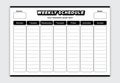 Weekly planner schedule black white creative simple style vector A3 size