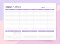 Weekly planner. Schedule homework template. Vector illustration