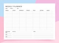 Weekly planner. Schedule homework template. Vector illustration