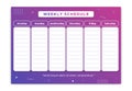 Weekly planner schedule monday to saturday geometric gradient colorful abstract style