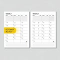 Weekly planner spread with a minimalist design, featuring two pages Royalty Free Stock Photo
