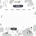 Weekly and Daily Planner template with abstract shapes in a calligraphic style Royalty Free Stock Photo