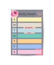 Weekly planner template. To do list for weekdays on different color design template