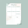 Weekly planner template Vector. Blank white notebook page A4. Royalty Free Stock Photo