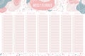 Weekly planner. Templates for notes, to do and buy lists. Organizer, planner, schedule for your design. Abstract vector