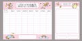 Weekly planner and to do list with different cute unicorns,adorable fairy tail horses