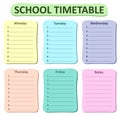 Weekly school timetable theme 1