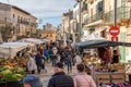 Weekly street market in the town of Santanyi Royalty Free Stock Photo