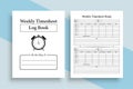 Weekly timesheet KDP interior journal. Office worker daily incoming and outgoing time management notebook. KDP interior logbook. Royalty Free Stock Photo