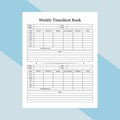 Weekly timesheet KDP interior journal. Office worker daily incoming and outgoing time management notebook. KDP interior logbook. Royalty Free Stock Photo