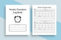 Weekly timesheet KDP interior notebook. Office employee incoming and outgoing time tracker journal template. KDP interior log book Royalty Free Stock Photo