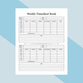 Weekly timesheet KDP interior notebook. Office employee incoming and outgoing time tracker journal template. KDP interior log book Royalty Free Stock Photo