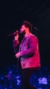 The Weeknd performing live at a concert in Oakland California Royalty Free Stock Photo