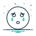 Black mix icon for Weep, cry and mourn