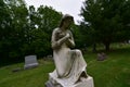 Weeping angel in oakwood cemetery in mount carroll IL Royalty Free Stock Photo