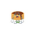 A weeping chocolate cream pancake cartoon character concept Royalty Free Stock Photo