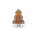 A weeping gingerbread tree cartoon character concept