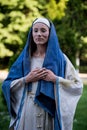 The weeping Madonna. Dutch artist performing during the International Festival of Living Statues, Bucharest, Romania, June 2017