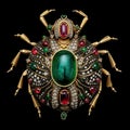 Weevil Bug Brooch With Gold And Gemstones In Qajar Art Style