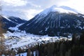 WEF: View from Parsenn mountain above Davos city to the valley and the Dischmaltal