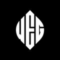 WEG circle letter logo design with circle and ellipse shape. WEG ellipse letters with typographic style. The three initials form a Royalty Free Stock Photo