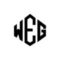 WEG letter logo design with polygon shape. WEG polygon and cube shape logo design. WEG hexagon vector logo template white and Royalty Free Stock Photo