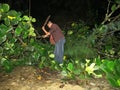 Weg vrij makend in tropisch regenwoud; Clearing the road in Tropical Rainforest Royalty Free Stock Photo