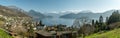 Beautiful view on Lake Luzern and Alps above the Weggis village