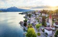 Weggis village on Lake Lucerne, Switzerland
