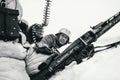 Wehrmacht machine-gun crew. Black and white photo.