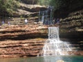 Wei Sawdong Waterfalls Is a Three Tiered Step Fall In Sohra,Meghalaya, India Royalty Free Stock Photo