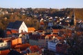 Weida, Germany - January 27, 2024: View of the town of Weida in the county of Greiz in the German state of Thuringia from the