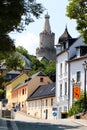 Weida, Germany - June 18, 2023: Osterburg Castle, a castle in the middle of the town of Weida in the county of Greiz in the German