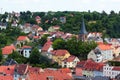 Weida, Germany - June 18, 2023: View of the town of Weida in the county of Greiz in the German state of Thuringia from the