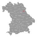 Weiden in der Oberpfalz county red highlighted in map of Bavaria Germany