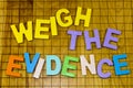 Weigh evidence balance truth compare fact fiction honesty lie believe