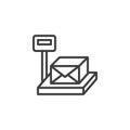 Weighing cargo parcel line icon