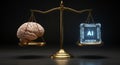 Weighing human brain versus artificial intelligence chip Royalty Free Stock Photo