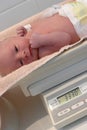 Weighing a newborn baby