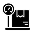 Weighing parcel for shipping black glyph icon Royalty Free Stock Photo