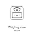 weighing scale icon vector from medicine collection. Thin line weighing scale outline icon vector illustration. Linear symbol for